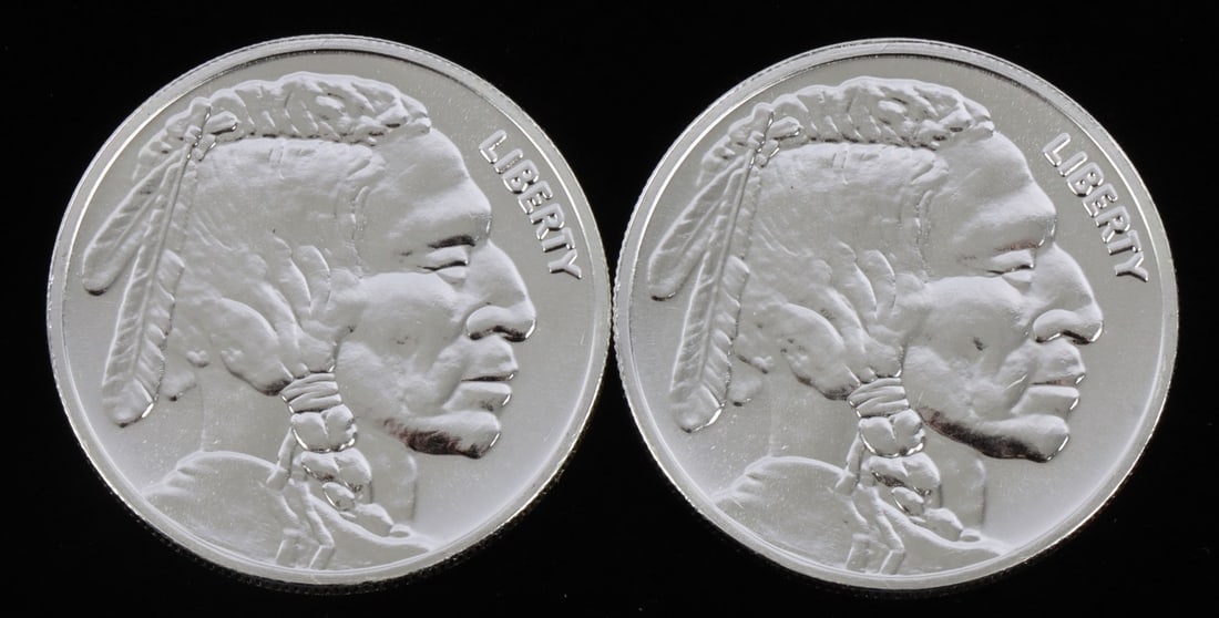 2 ONE TROY OUNCE .999 SILVER INDIAN HEAD ROUNDS (1 of 2)