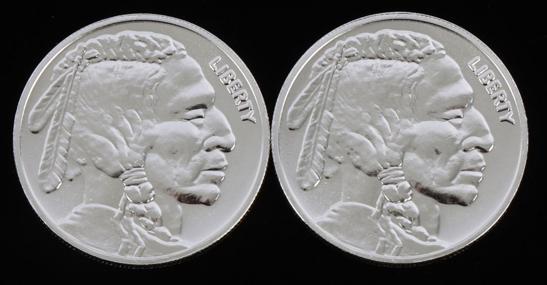 2 ONE TROY OUNCE .999 SILVER INDIAN HEAD ROUNDS (1 of 2)