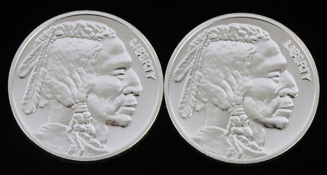 2 ONE TROY OUNCE .999 SILVER INDIAN HEAD ROUNDS (1 of 2)
