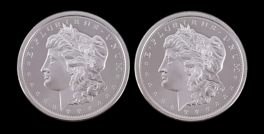 2 ONE TROY OUNCE .999 SILVER MORGAN DOLLAR ROUNDS (1 of 2)