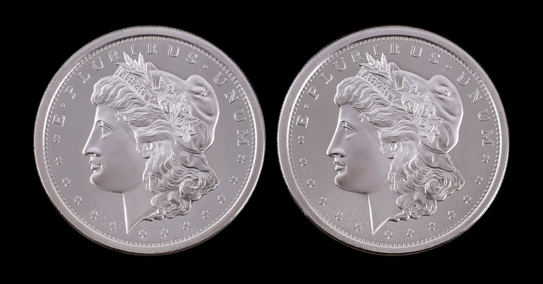 2 ONE TROY OUNCE .999 SILVER MORGAN DOLLAR ROUNDS (1 of 2)