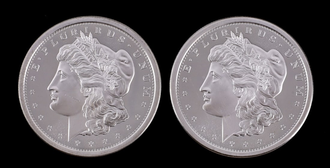 2 ONE TROY OUNCE .999 SILVER MORGAN DOLLAR ROUNDS (1 of 2)