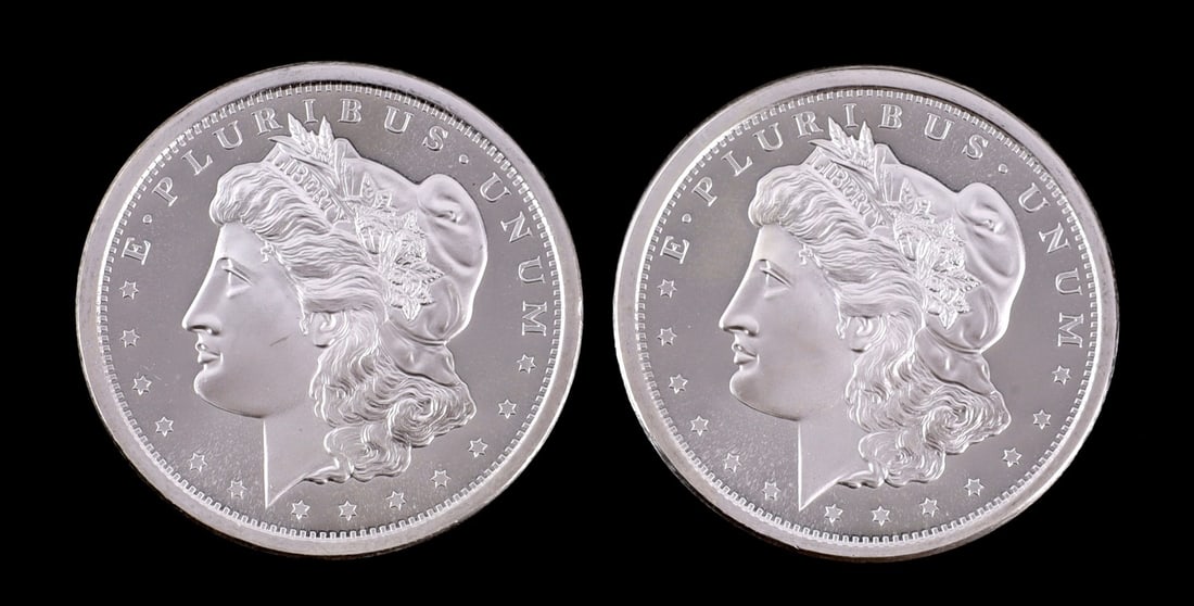 2 ONE TROY OUNCE .999 SILVER MORGAN DOLLAR ROUNDS (1 of 2)