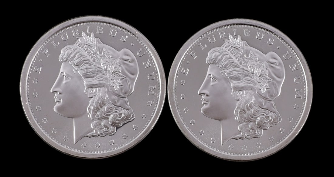 2 ONE TROY OUNCE .999 SILVER MORGAN DOLLAR ROUNDS (1 of 2)