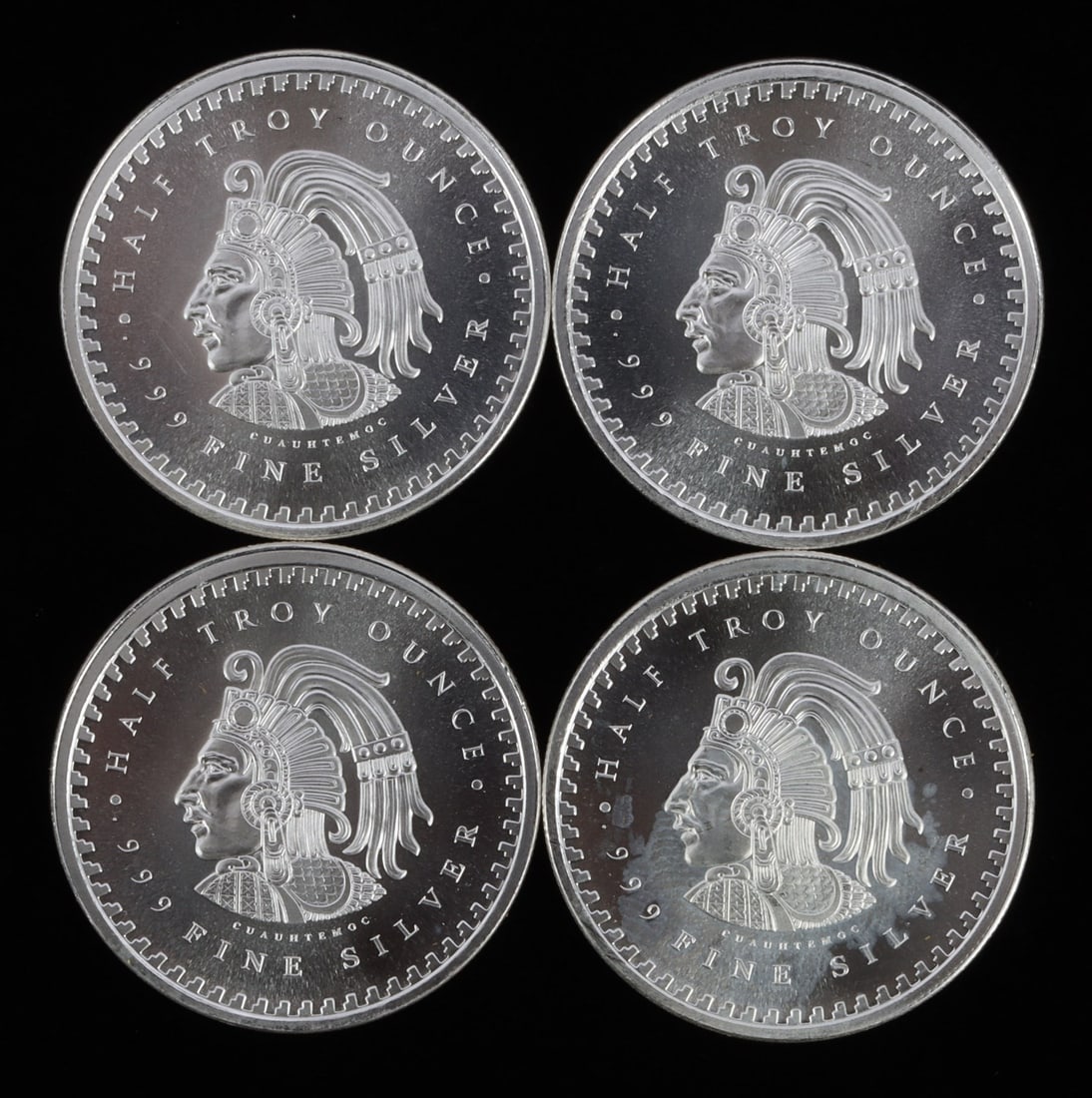 4 HALF TROY OUNCE .999 SILVER AZTEC ROUNDS (1 of 2)