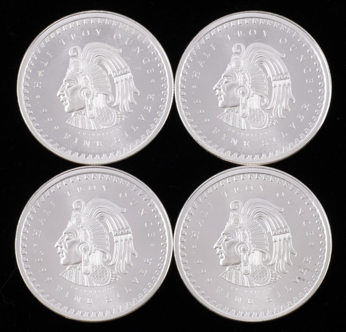 4 HALF TROY OUNCE .999 SILVER AZTEC ROUNDS (1 of 3)