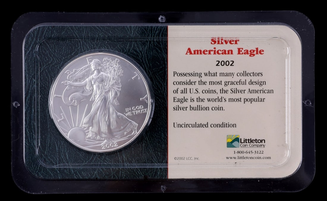 1 OZT .999 FINE SILVER EAGLE 2002 BU (1 of 4)