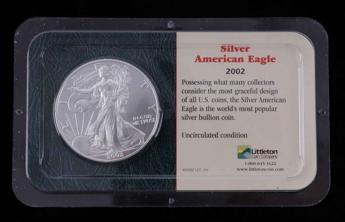 1 OZT .999 FINE SILVER EAGLE 2002 BU (1 of 4)