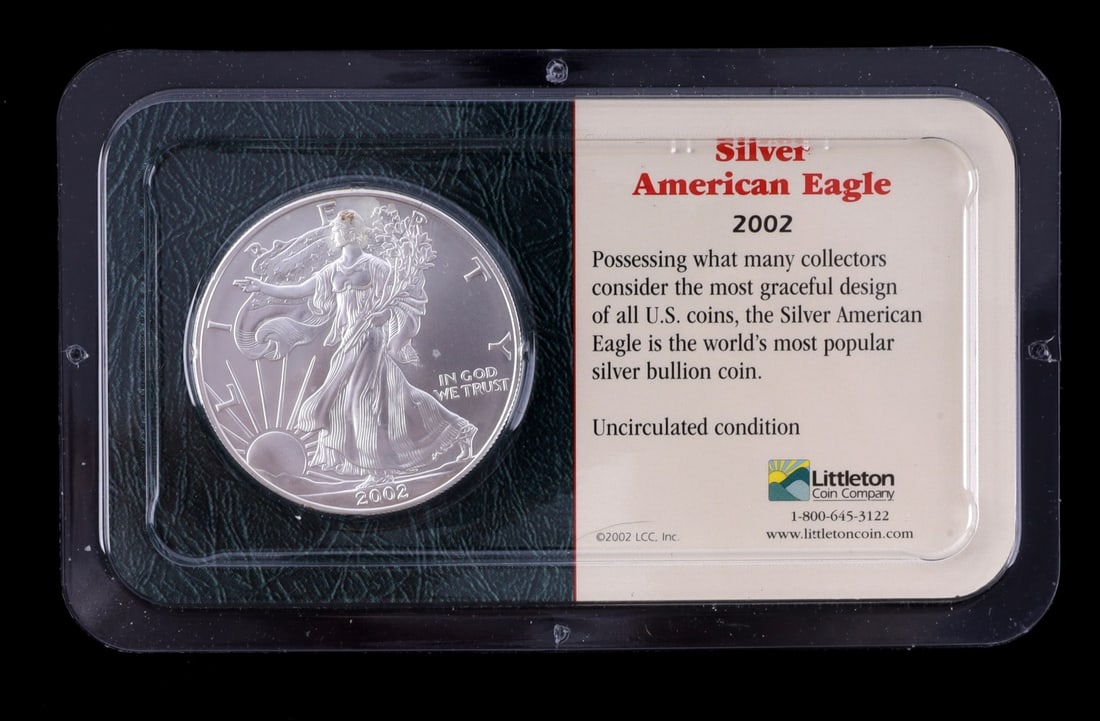 1 OZT .999 FINE SILVER EAGLE 2002 BU (1 of 4)