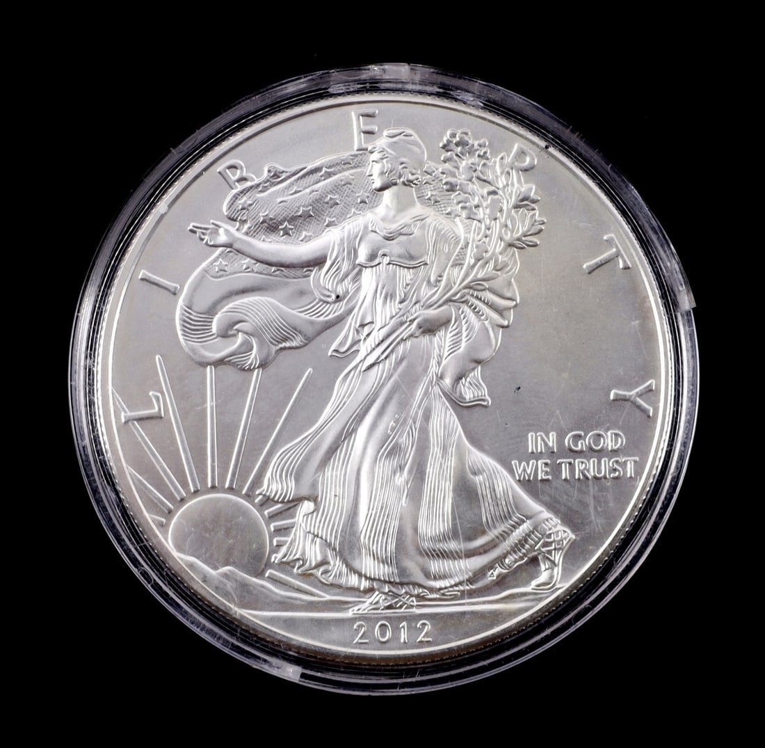 1 OZT .999 FINE SILVER EAGLE 2012 BU MINT STATE (1 of 2)
