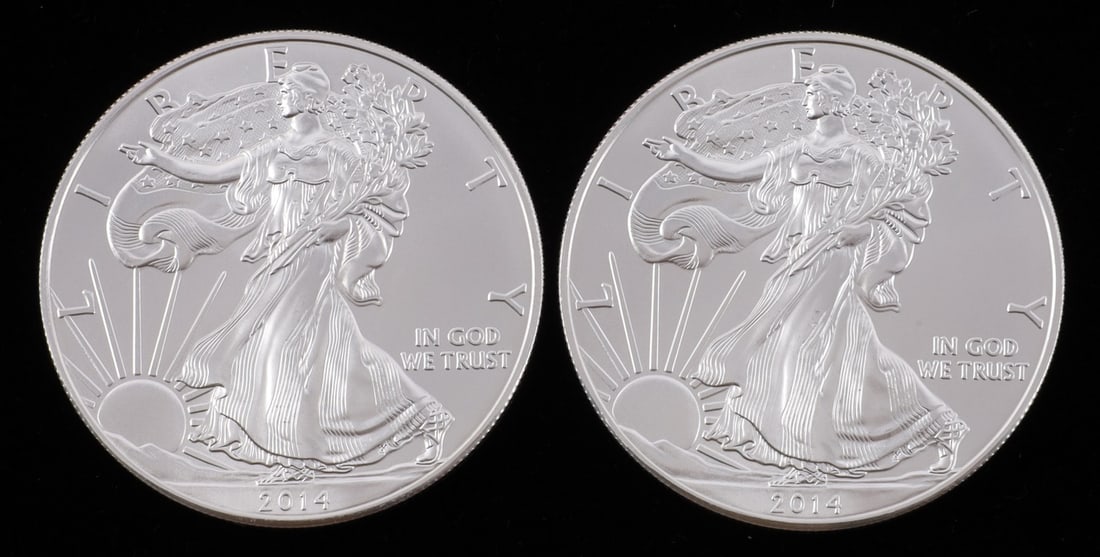 2 ONE OUNCE US SILVER AMERICAN EAGLES (1 of 2)