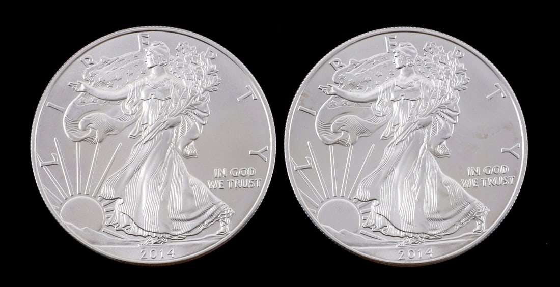2 ONE OUNCE US SILVER AMERICAN EAGLES (1 of 2)