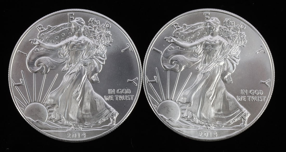 2 ONE OUNCE US SILVER AMERICAN EAGLES (1 of 2)