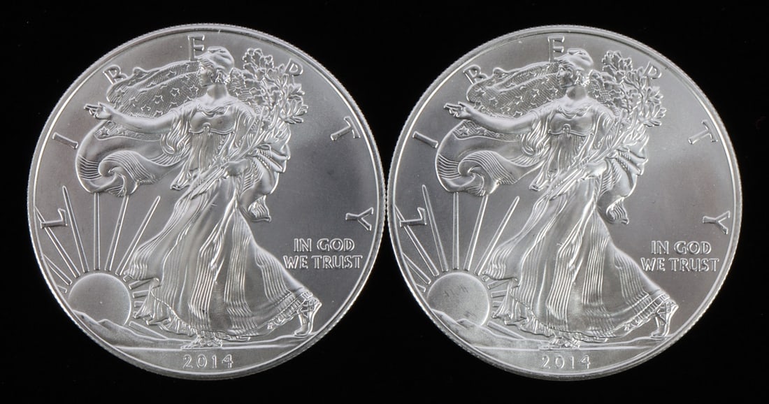 2 ONE OUNCE US SILVER AMERICAN EAGLES (1 of 2)