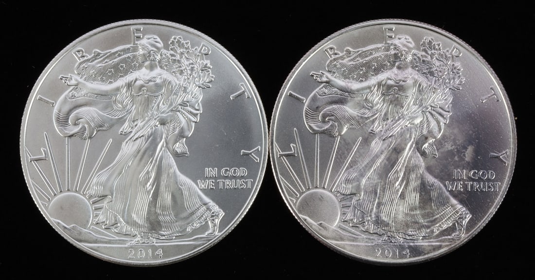 2 ONE OUNCE US SILVER AMERICAN EAGLES (1 of 2)