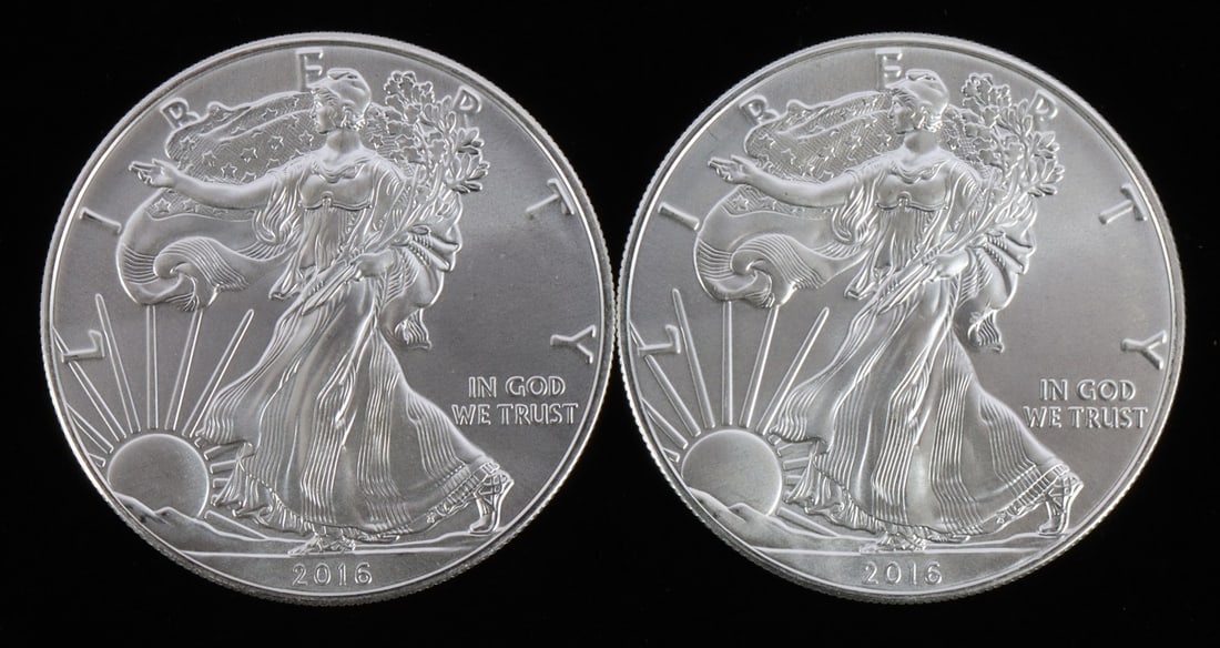 2 ONE OUNCE US SILVER AMERICAN EAGLES (1 of 2)