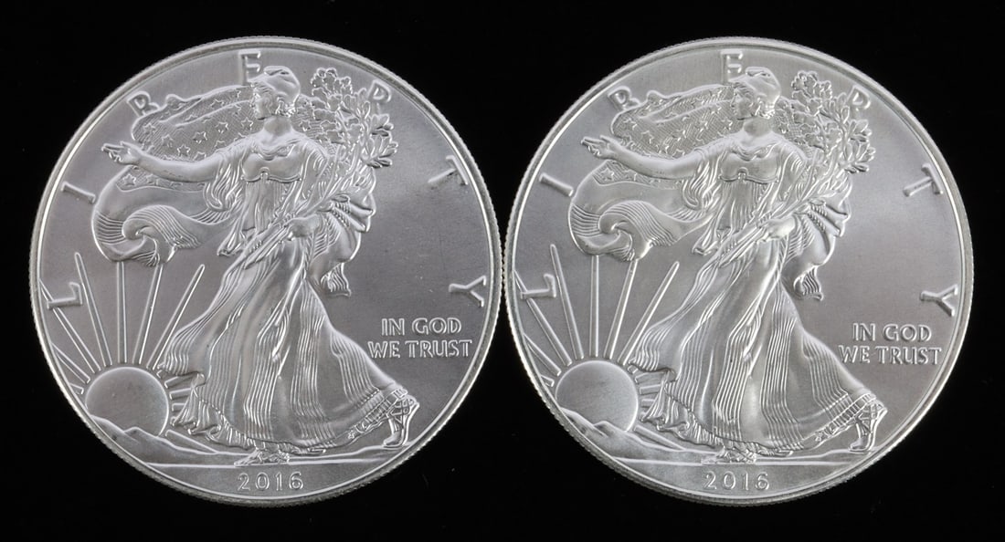 2 ONE OUNCE US SILVER AMERICAN EAGLES (1 of 2)