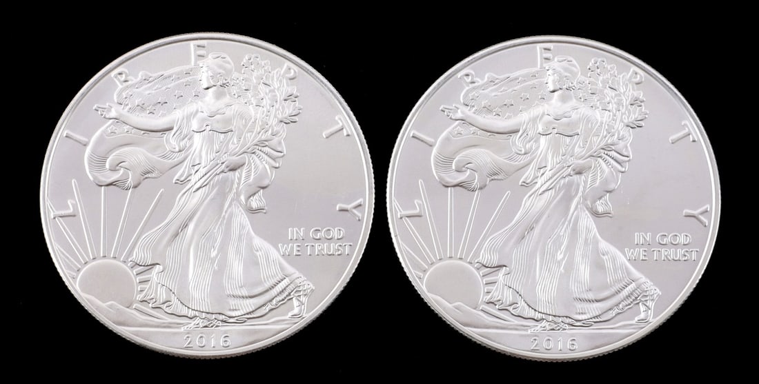 2 ONE OUNCE US SILVER AMERICAN EAGLES (1 of 2)