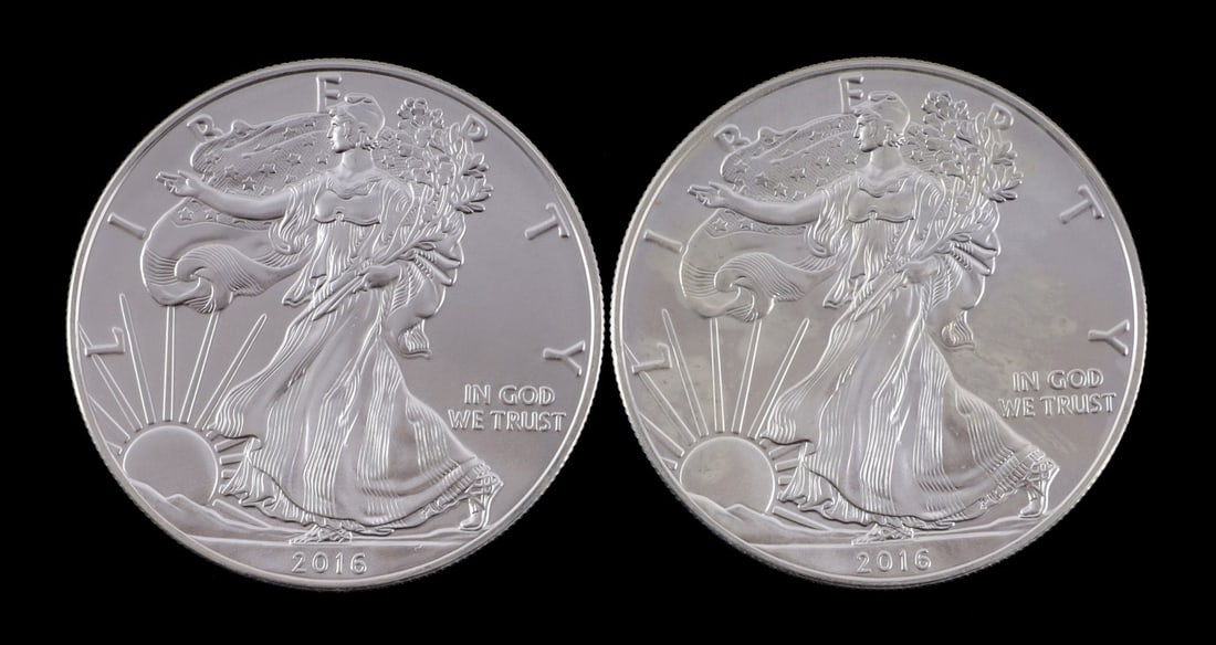2 ONE OUNCE US SILVER AMERICAN EAGLES (1 of 2)