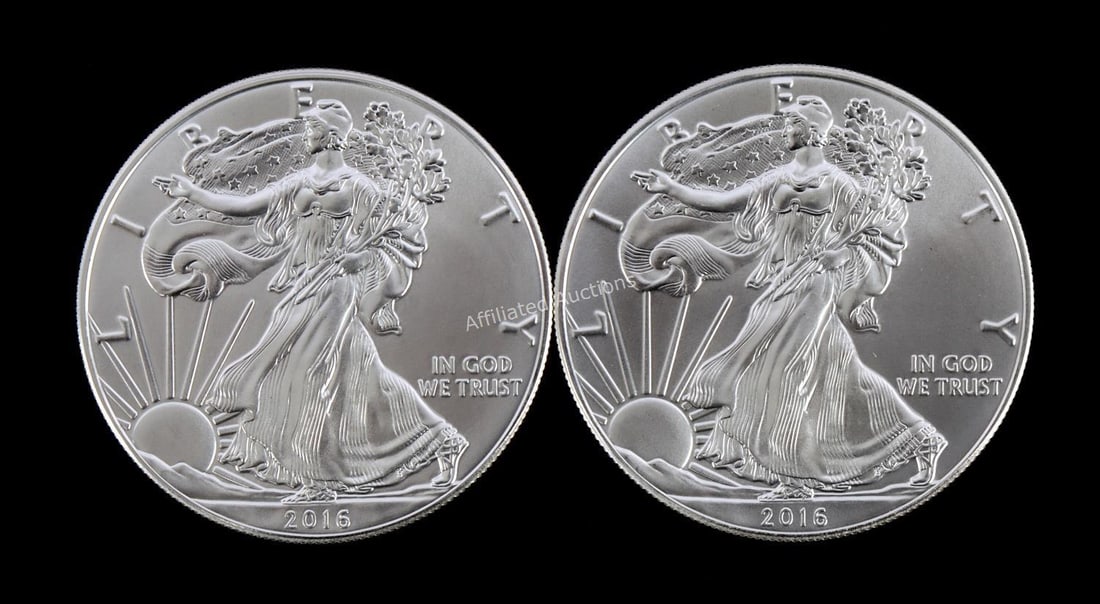 US .999 1 OZT SILVER EAGLES 2016 BU LOT OF 2 (1 of 2)