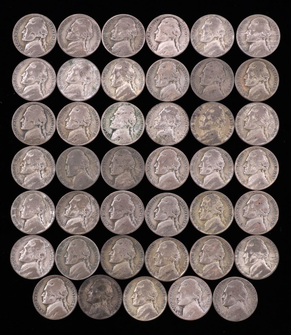 ONE TUBE OF 40% SILVER WAR NICKELS (1 of 6)