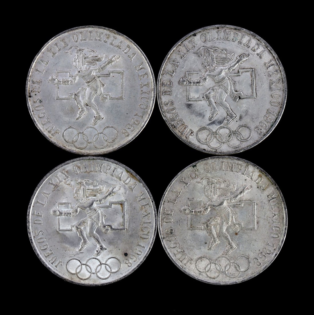 1968 OLYMPIC SILVER COMMEMORATIVE PESO LOT OF 4 (1 of 2)