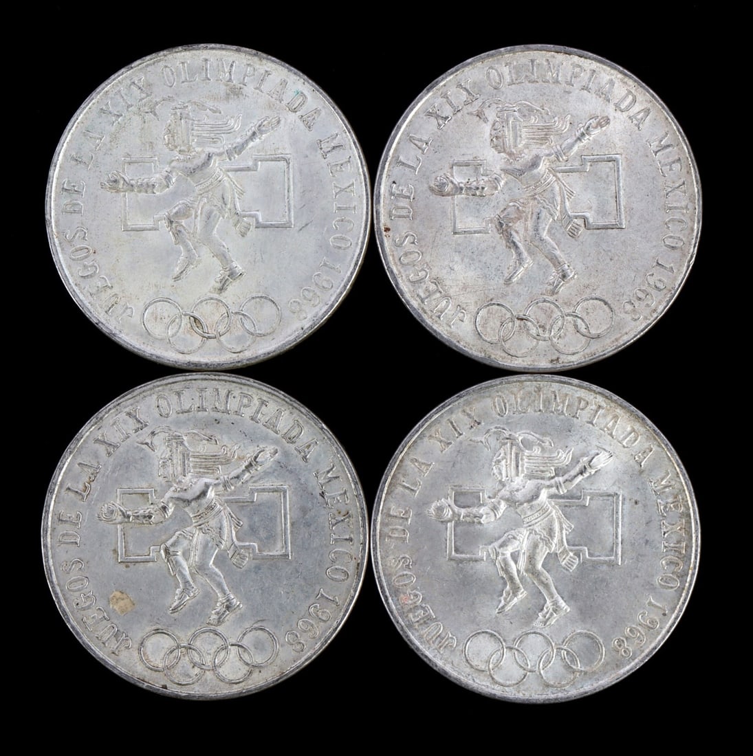 1968 OLYMPIC SILVER COMMEMORATIVE PESO LOT OF 4 (1 of 2)