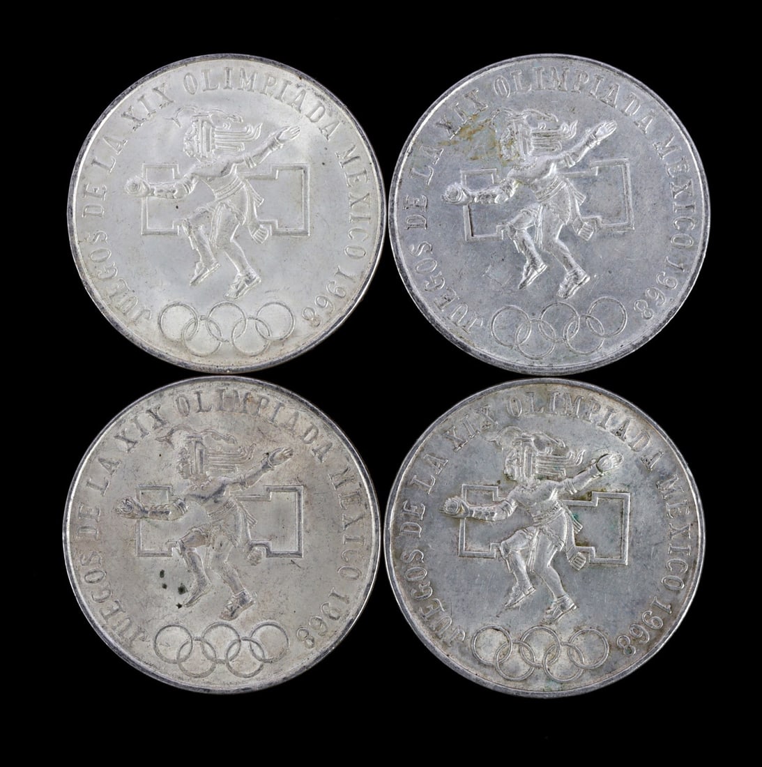1968 OLYMPIC SILVER COMMEMORATIVE PESO LOT OF 4 (1 of 2)