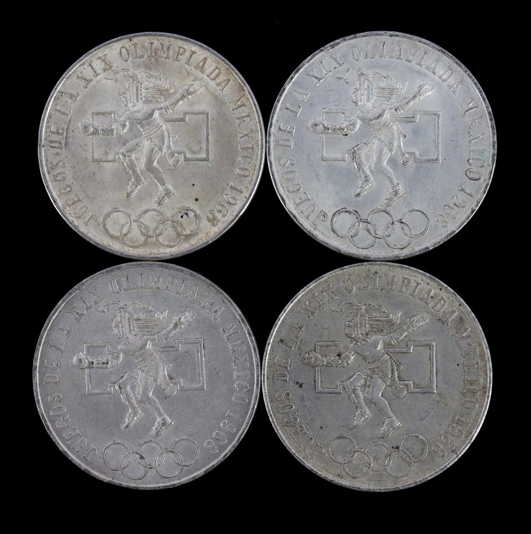 1968 OLYMPIC SILVER COMMEMORATIVE PESO LOT OF 4 (1 of 2)