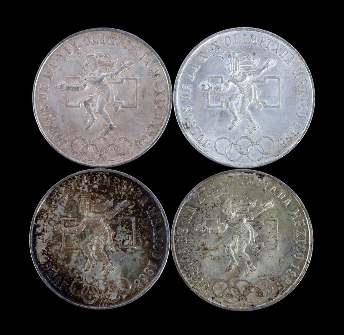 1968 OLYMPIC SILVER COMMEMORATIVE PESO LOT OF 4 (1 of 2)