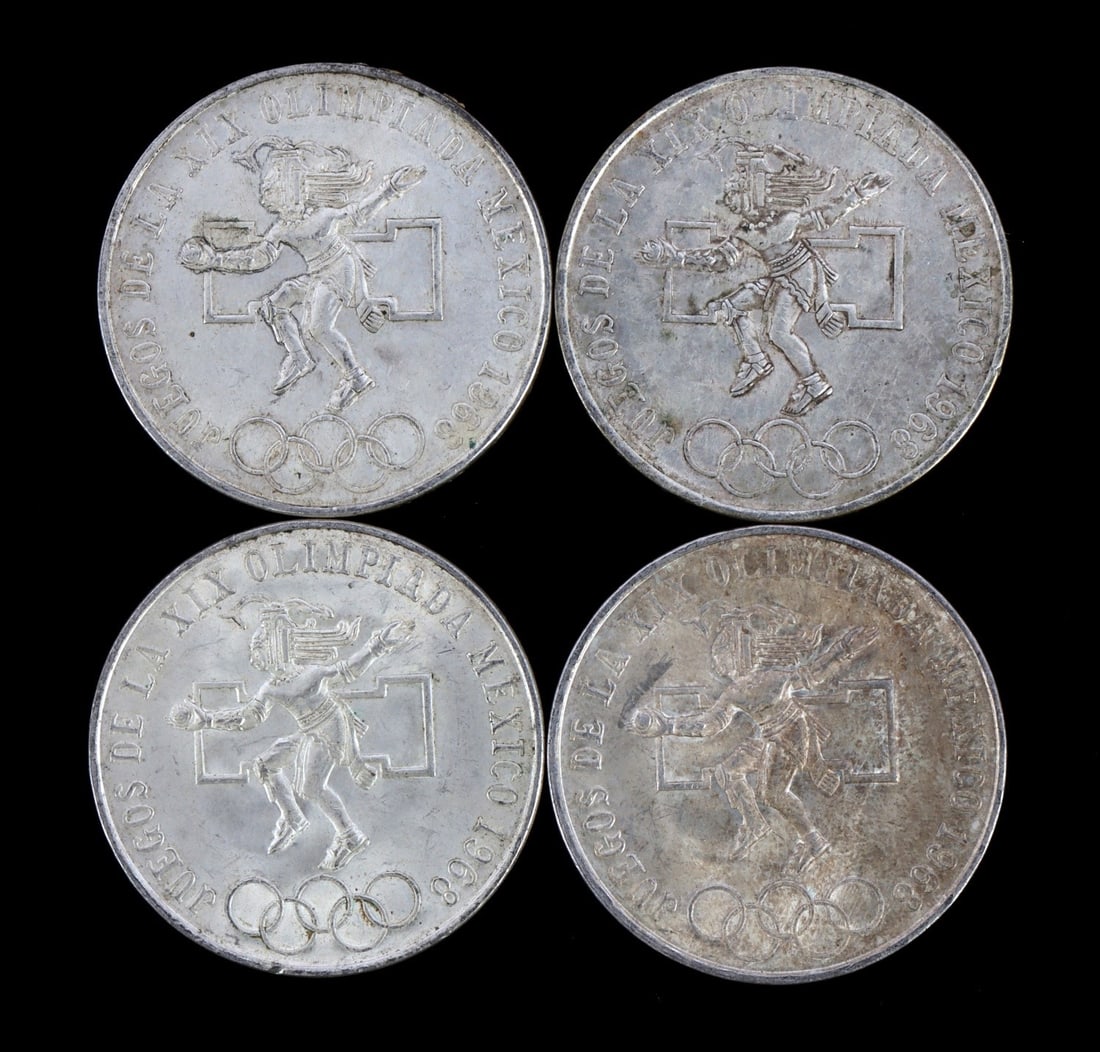 1968 OLYMPIC SILVER COMMEMORATIVE PESO LOT OF 4 (1 of 2)