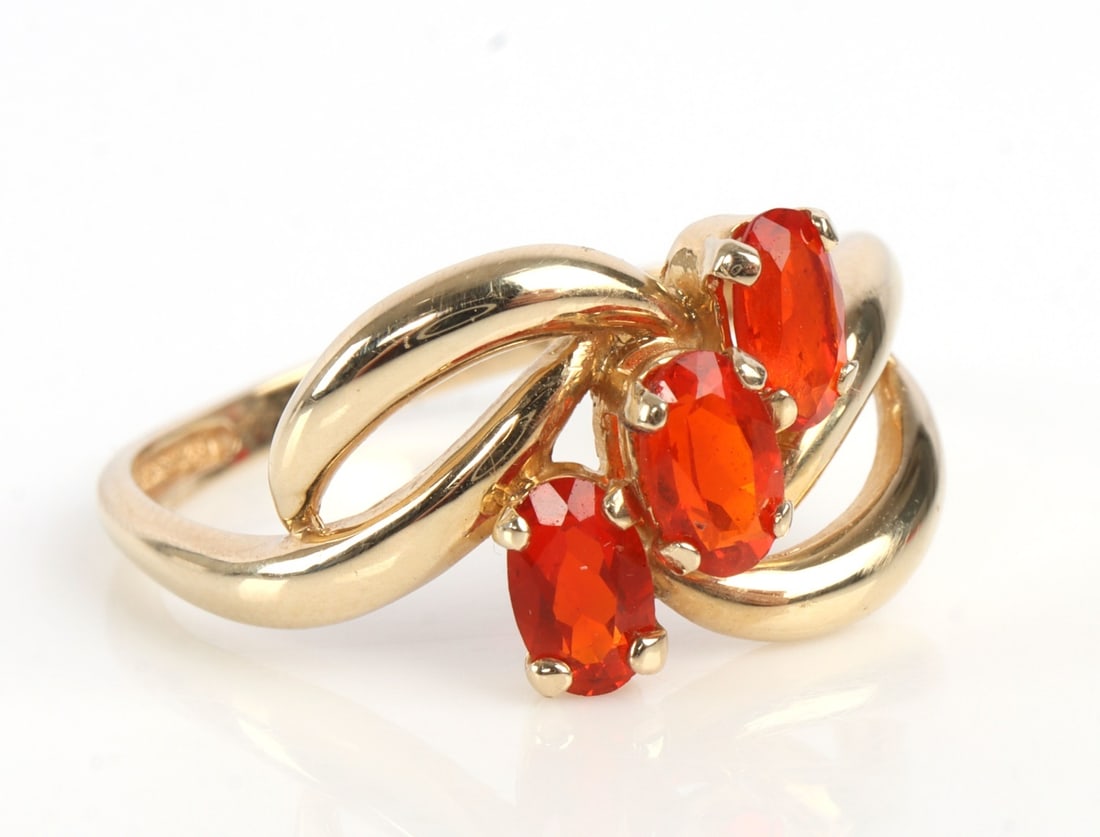 14KT YELLOW GOLD MEXICAN FIRE OPAL RING (1 of 7)
