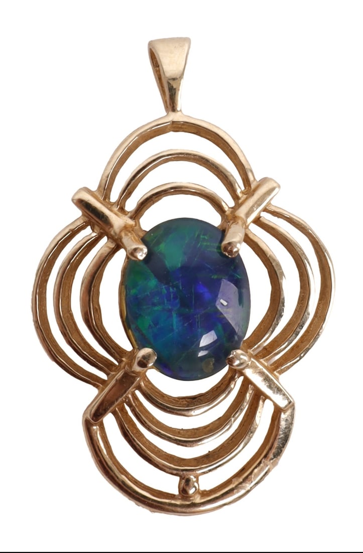 14KT GOLD PENDANT WITH MOSAIC OPAL 585 (1 of 4)