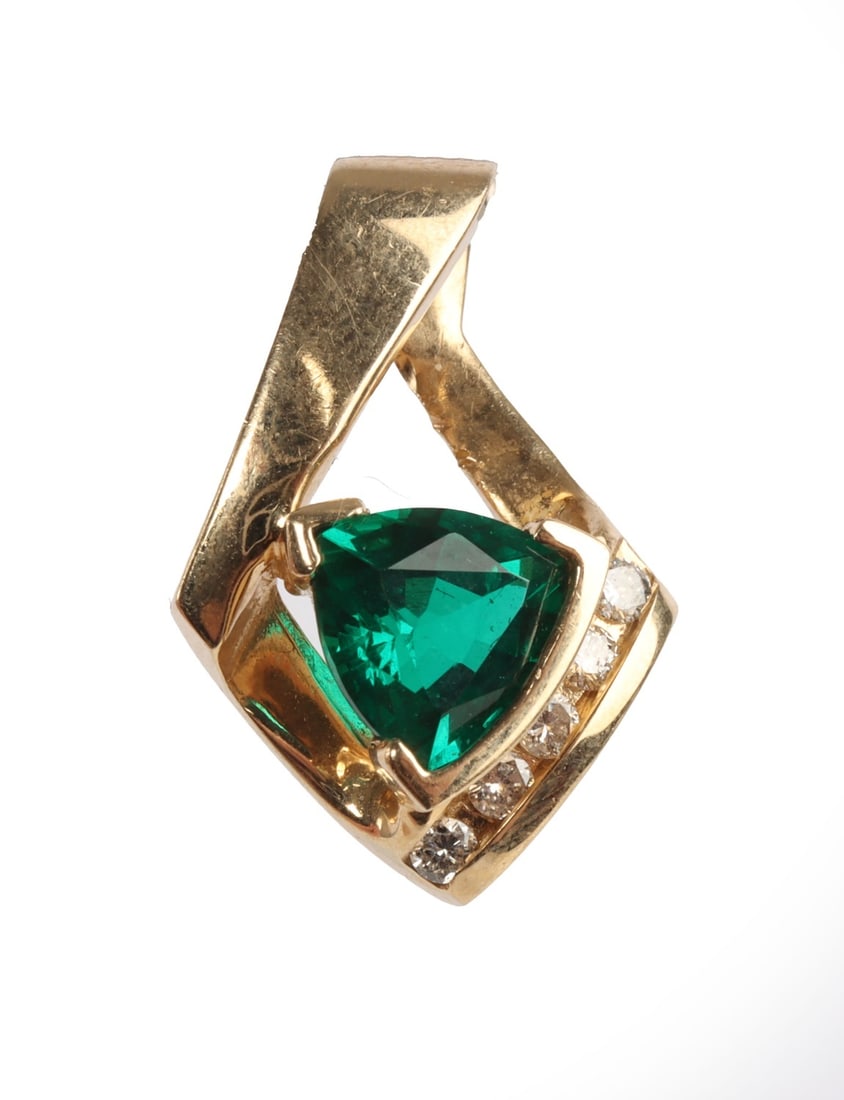 EMERALD & 14KT GOLD PENDANT 585 (1 of 6)