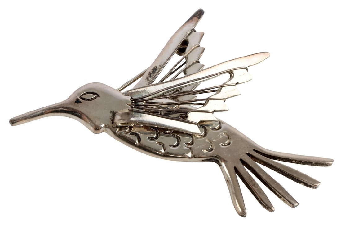 JRI SIGNED STERLING SILVER HUMMING BIRD BROOCH (1 of 4)