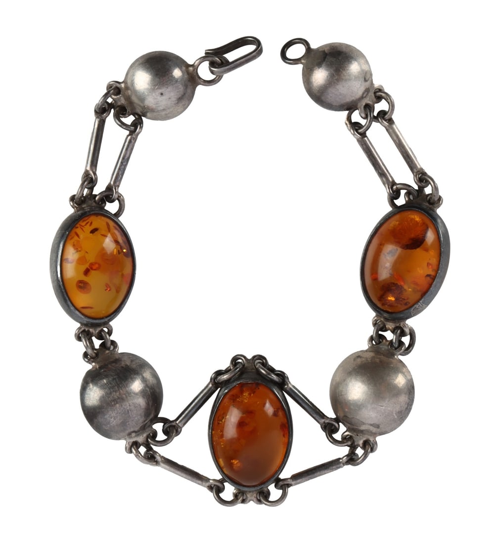 925 ANTIQUE AMBER STERLING SILVER BRACELET (1 of 8)