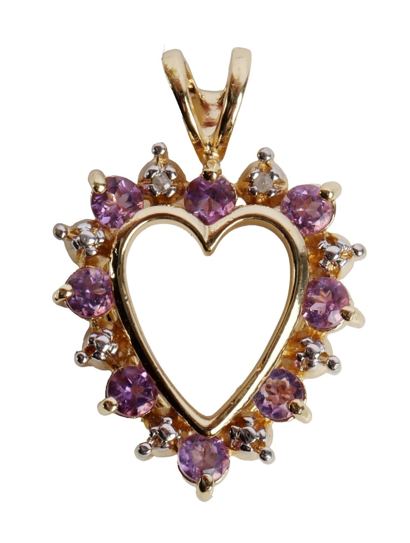 .925 STERLING SILVER HEART & AMETHYST PENDANT (1 of 5)
