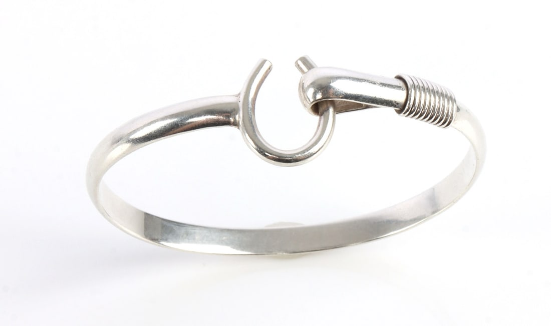 STERLING SILVER HOOK BRACELET SIGNED DK - 2