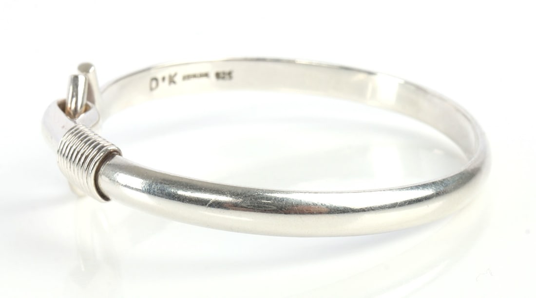 STERLING SILVER HOOK BRACELET SIGNED DK - 3