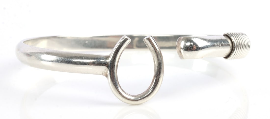 STERLING SILVER HOOK BRACELET SIGNED DK - 6