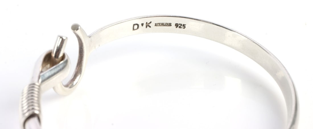 STERLING SILVER HOOK BRACELET SIGNED DK - 7