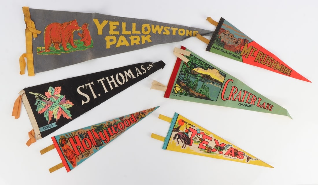 NATIONAL PARKS VINTAGE SOUVENIR PENNANT FLAG 6 PCS (1 of 8)