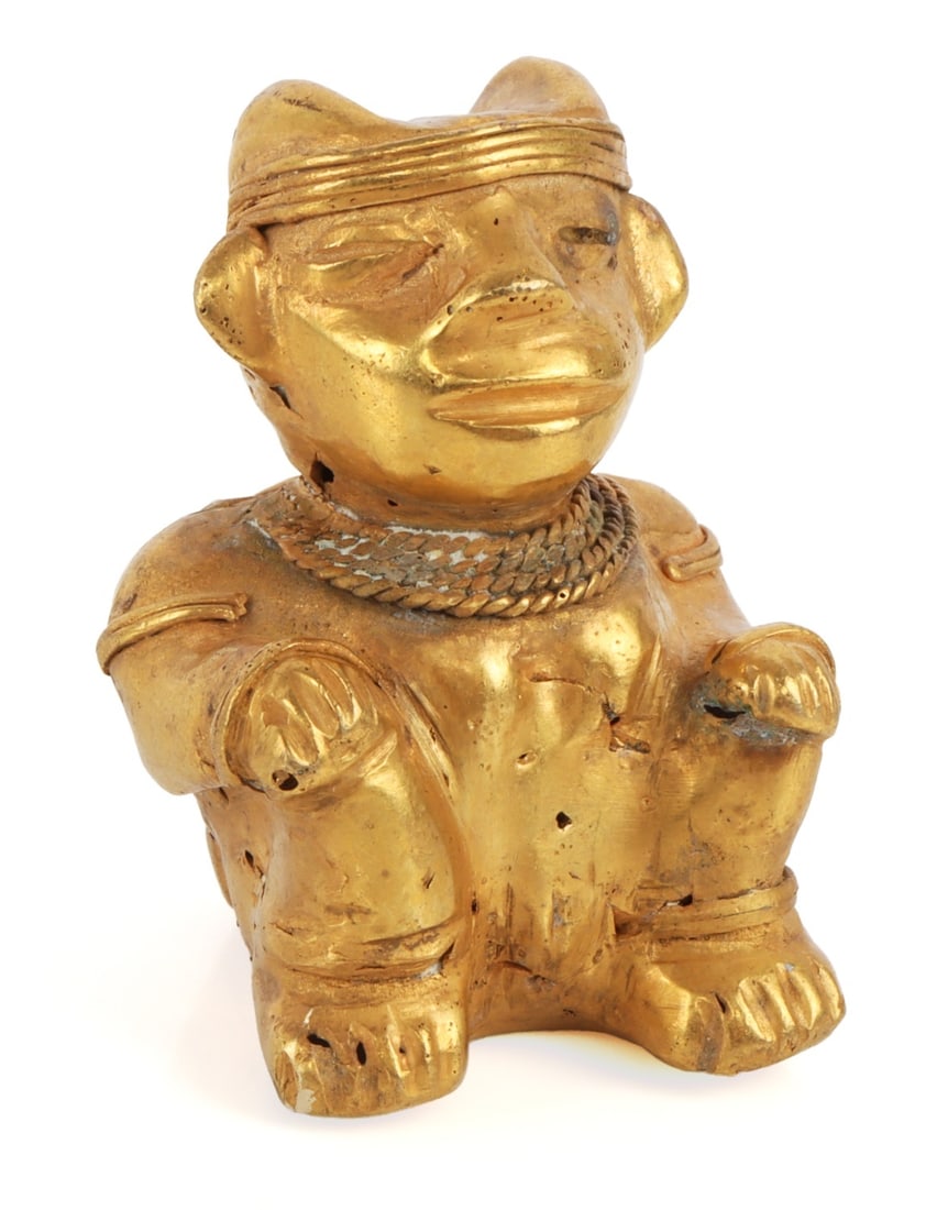 GOLD SOUTH AMERICAN TUMBAGA MAIDEN FIGURINE (1 of 10)
