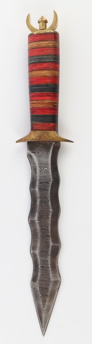 DAMASCUS PATTERN FIGHTING DAGGER - 3