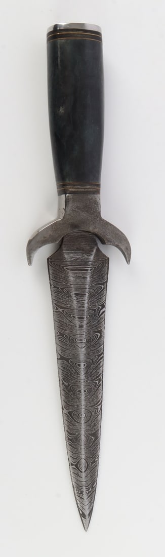 DAMASCUS PATTERN FIGHTING DAGGER - 2