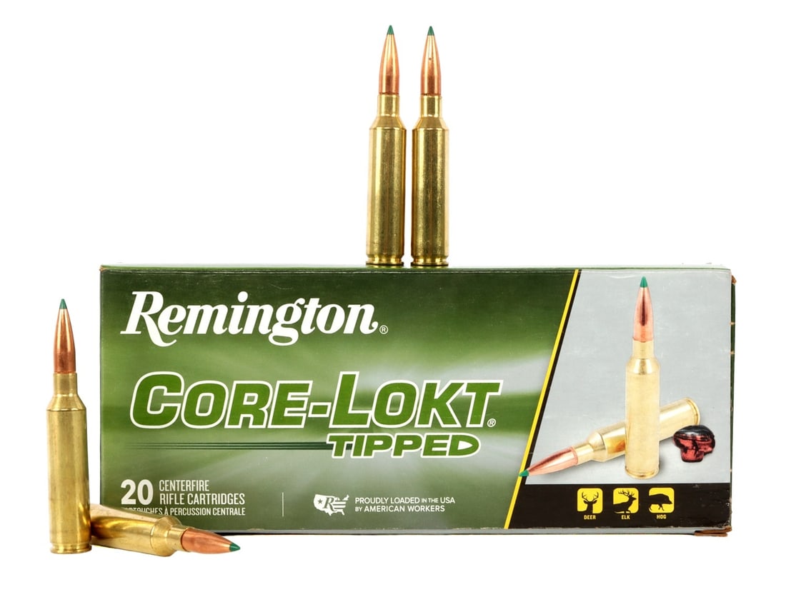 20 ROUNDS 7MM PRC 175GR REMINGTON CORE-LOKT AMMO: Lot of 20 rounds factory new 7mm PRC 175gr Core-Lokt Tipped centerfire rifle ammunition. Muzzle velocity 2925 FPS. No international shipping.