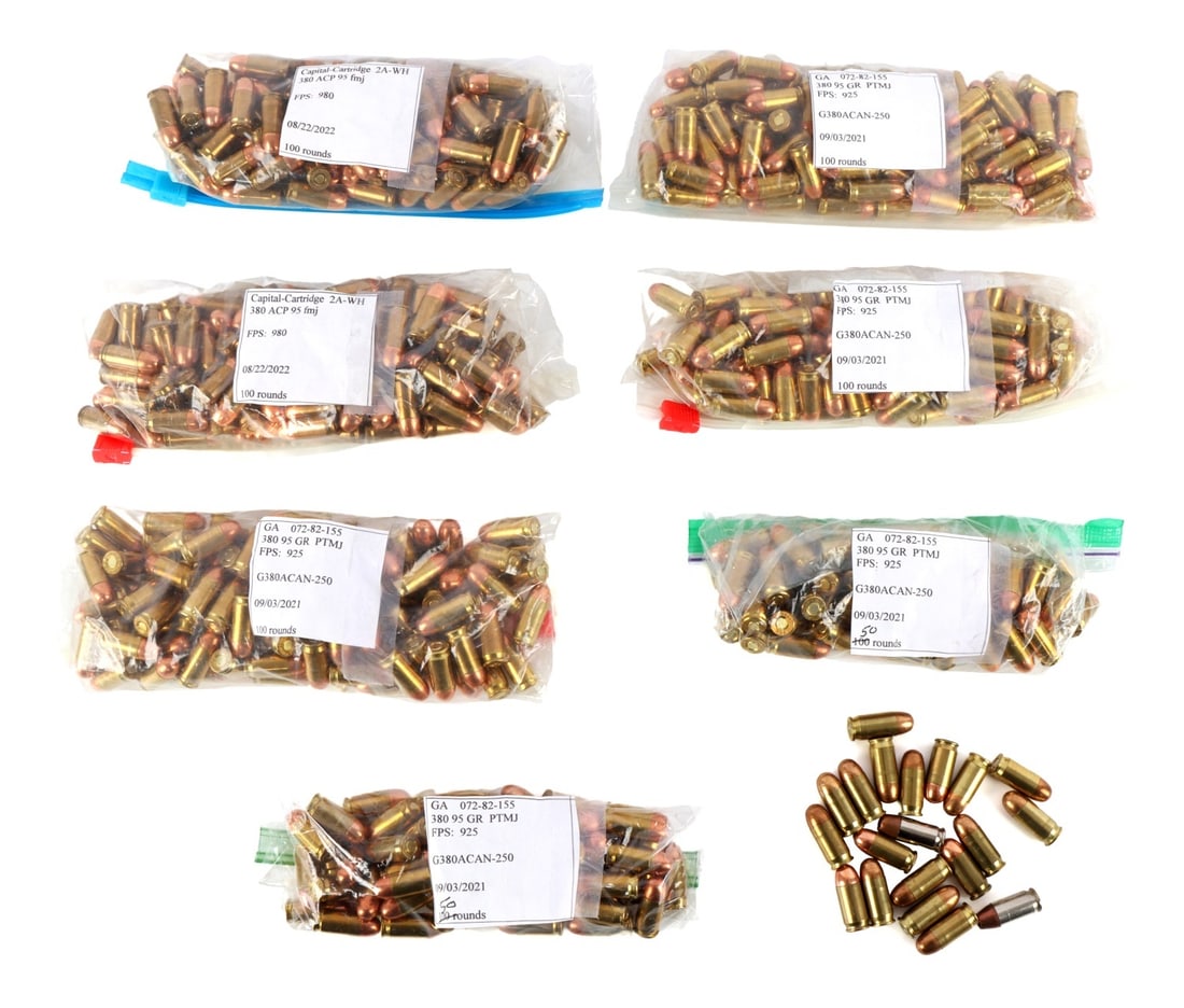 600+ ROUNDS .380 AUTO FEDERAL WINCHESTER AMMO: Lot of 600+ rounds of factory new 380 auto/ .380 ACP from various ammunition manufacturers: Federal Winchester PMC. Concealed carry, defense, range & target. No international shipping.