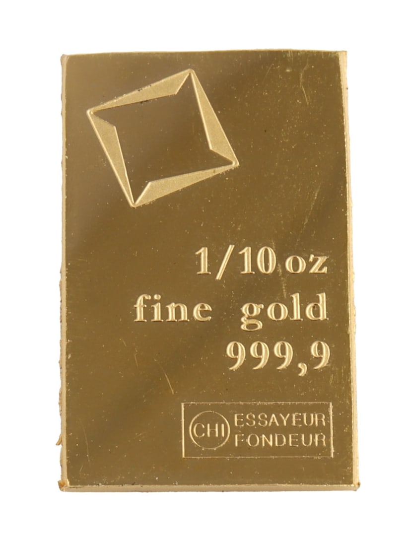 1/10 TROY OUNCE VALCAMBI SUISSE GOLD BAR: Guaranteed. This lot reserved at melt. || Payment & shipping: Accounts without purchase history must pay via Zelle, money order, cashier's check or wire transfer. Items will ship within 10 business da