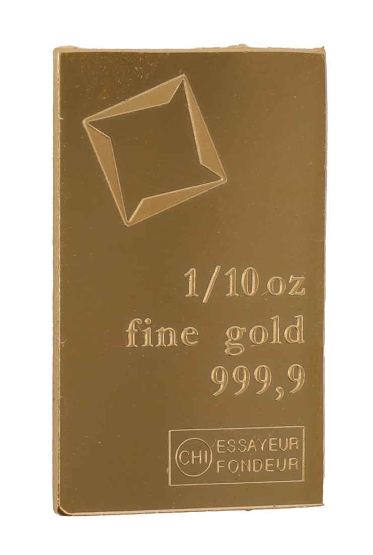1/10 TROY OUNCE VALCAMBI SUISSE GOLD BAR: Guaranteed. This lot reserved at melt. || Payment & shipping: Accounts without purchase history must pay via Zelle, money order, cashier's check or wire transfer. Items will ship within 10 business da