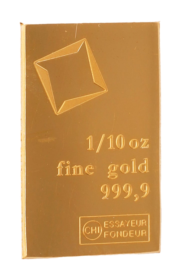 1/10 TROY OUNCE VALCAMBI SUISSE GOLD BAR: Guaranteed. This lot reserved at melt. || Payment & shipping: Accounts without purchase history must pay via Zelle, money order, cashier's check or wire transfer. Items will ship within 10 business da